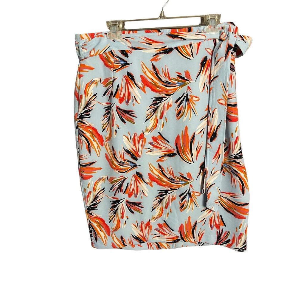 Lane Bryant Womens‎ Blue Floral Tie Waist Straight Pencil Skirt Size 20 - Picture 3 of 5